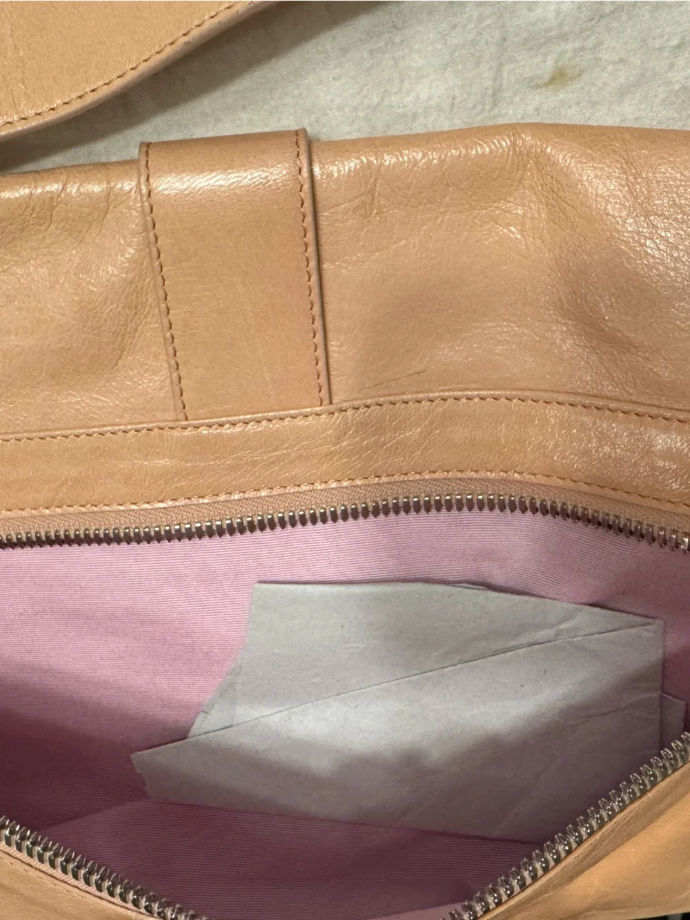 Theory Soft Leather Shoulder Bag in Blush Nude